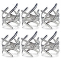 Design Imports Antique Silver Branch Napkin Ring Set Set Of 6