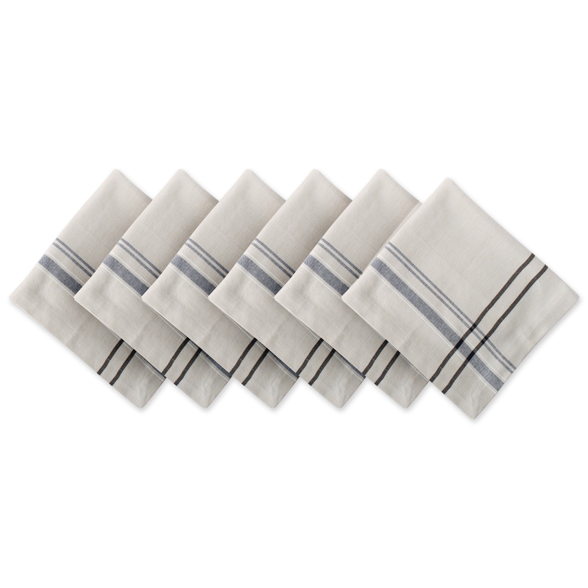 Design Imports Black French Stripe Napkin Set Set Of 6