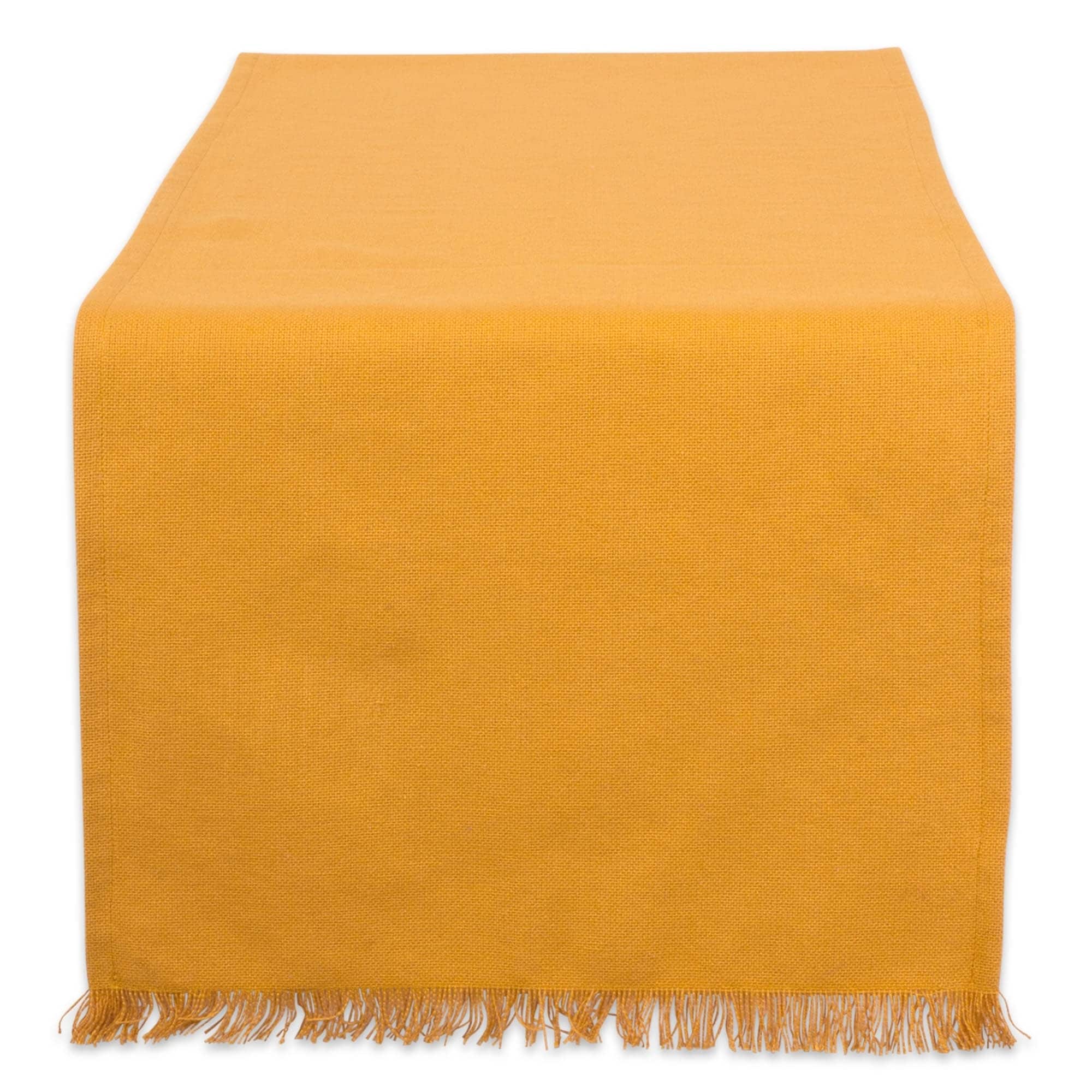 Design Imports Fringed Solid Table Runner 0.25 Inches High X 14 Inches Wide X 72 Inches Deep