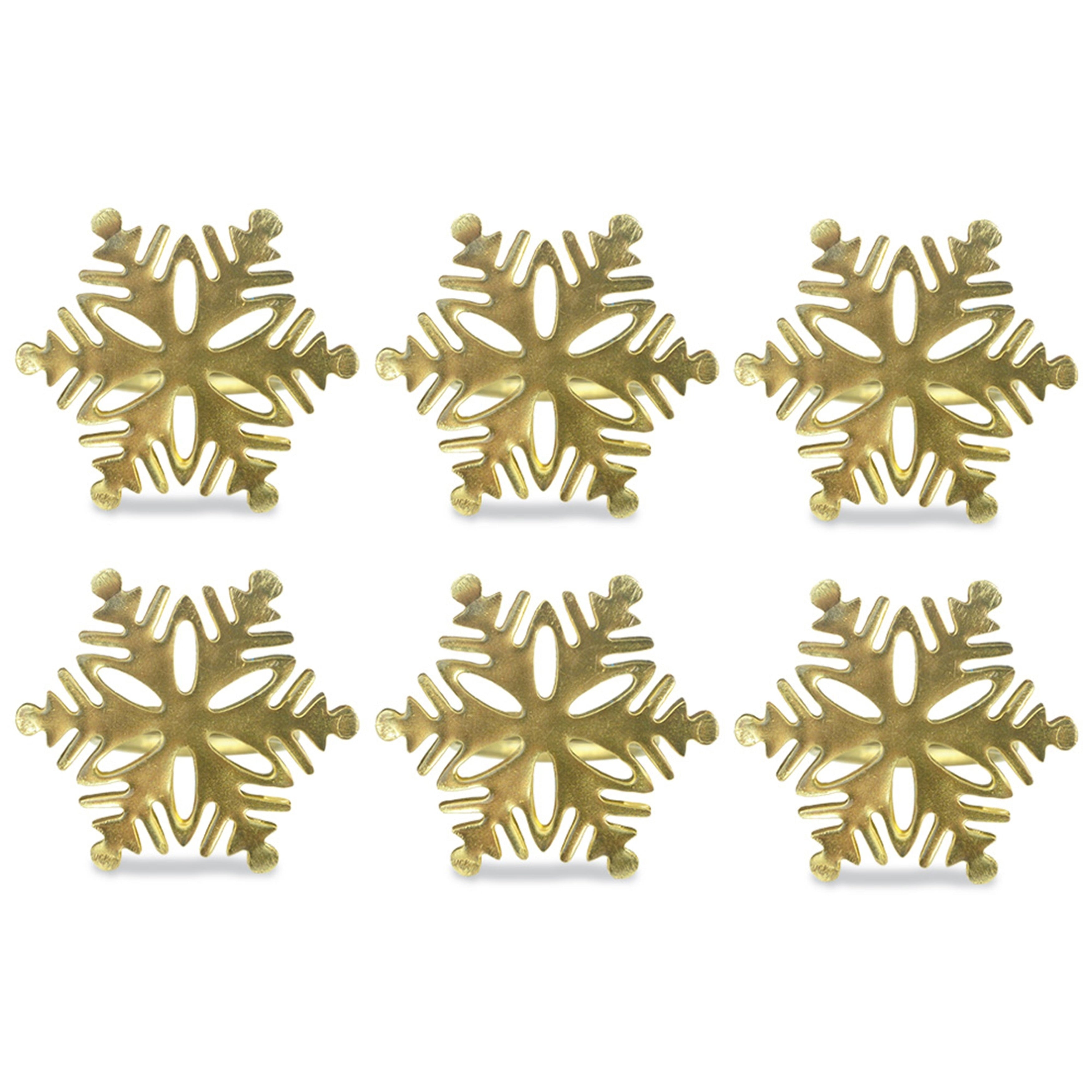 Design Imports Gold Snowflake Napkin Ring Set Set Of 6