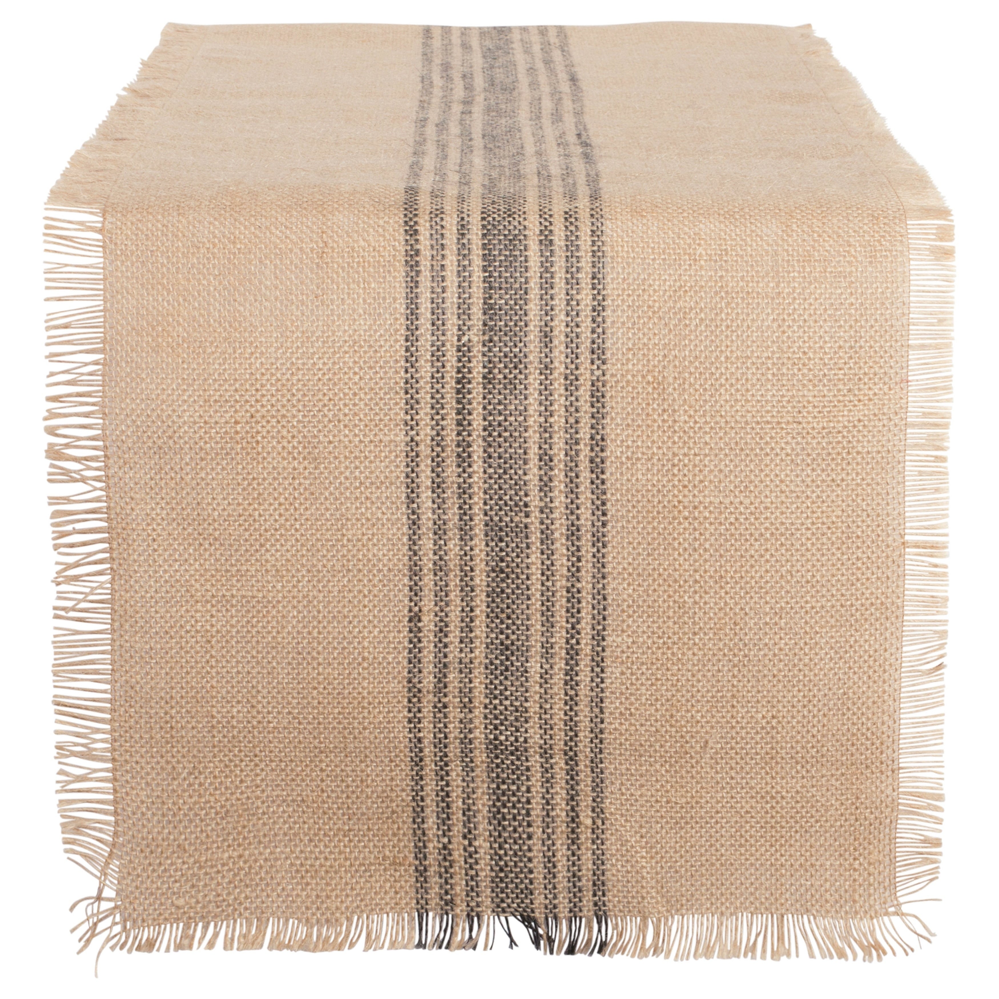 Design Imports Jute Burlap Middle Stripe Table Runner 0.25 Inches High X 14 Inches Wide X 72 Inches Deep