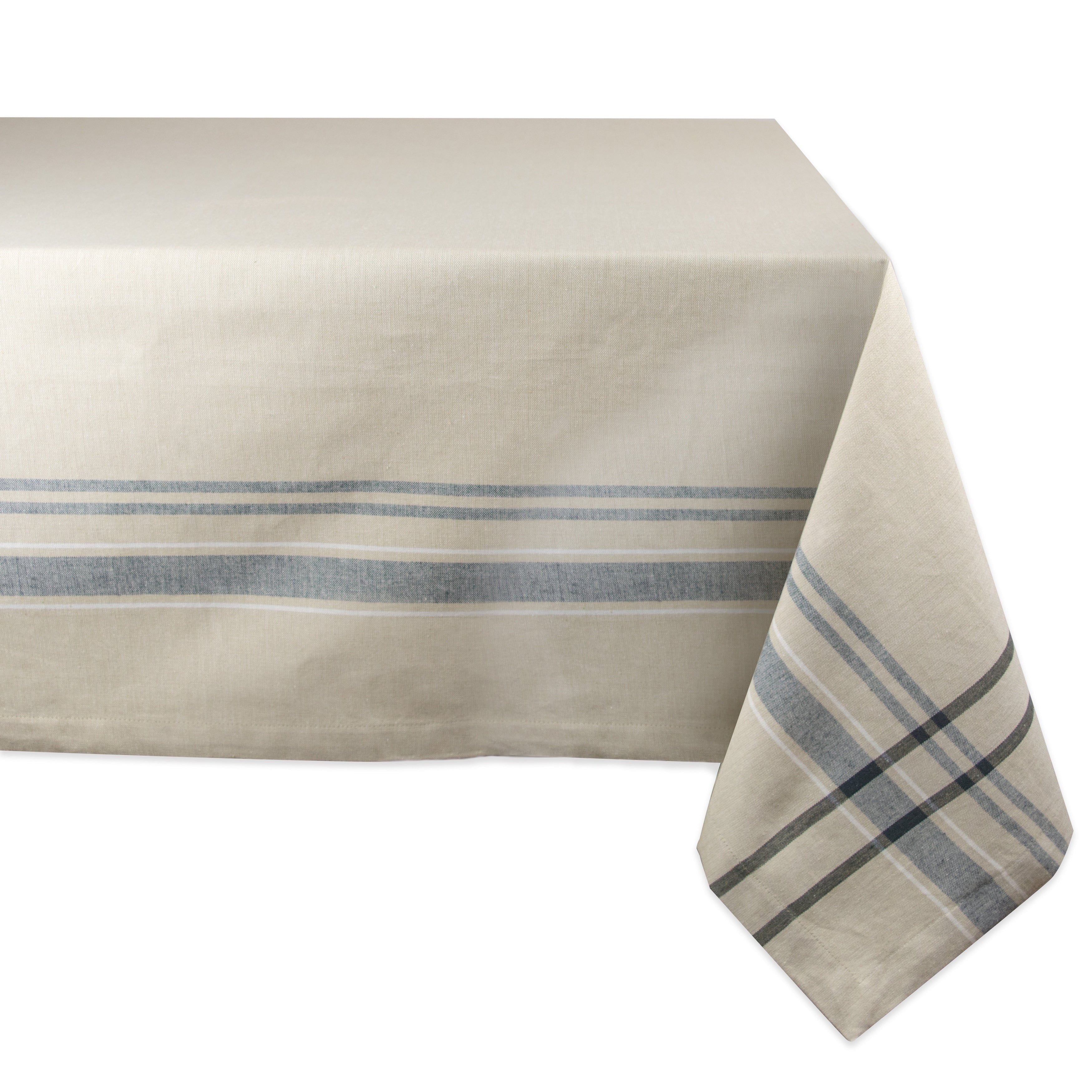 Design Imports Round Nautical Blue French Stripe Kitchen Tablecloth 70 Inch Wide X 70 Inch Long
