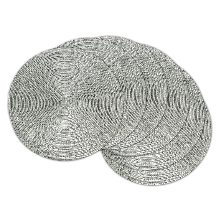 Design Imports Round Woven Metallic Silver Polypropolene Kitchen Placemat Set Set Of 6