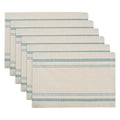 Design Imports Teal French Stripe Kitchen Placemat Set Set Of 6