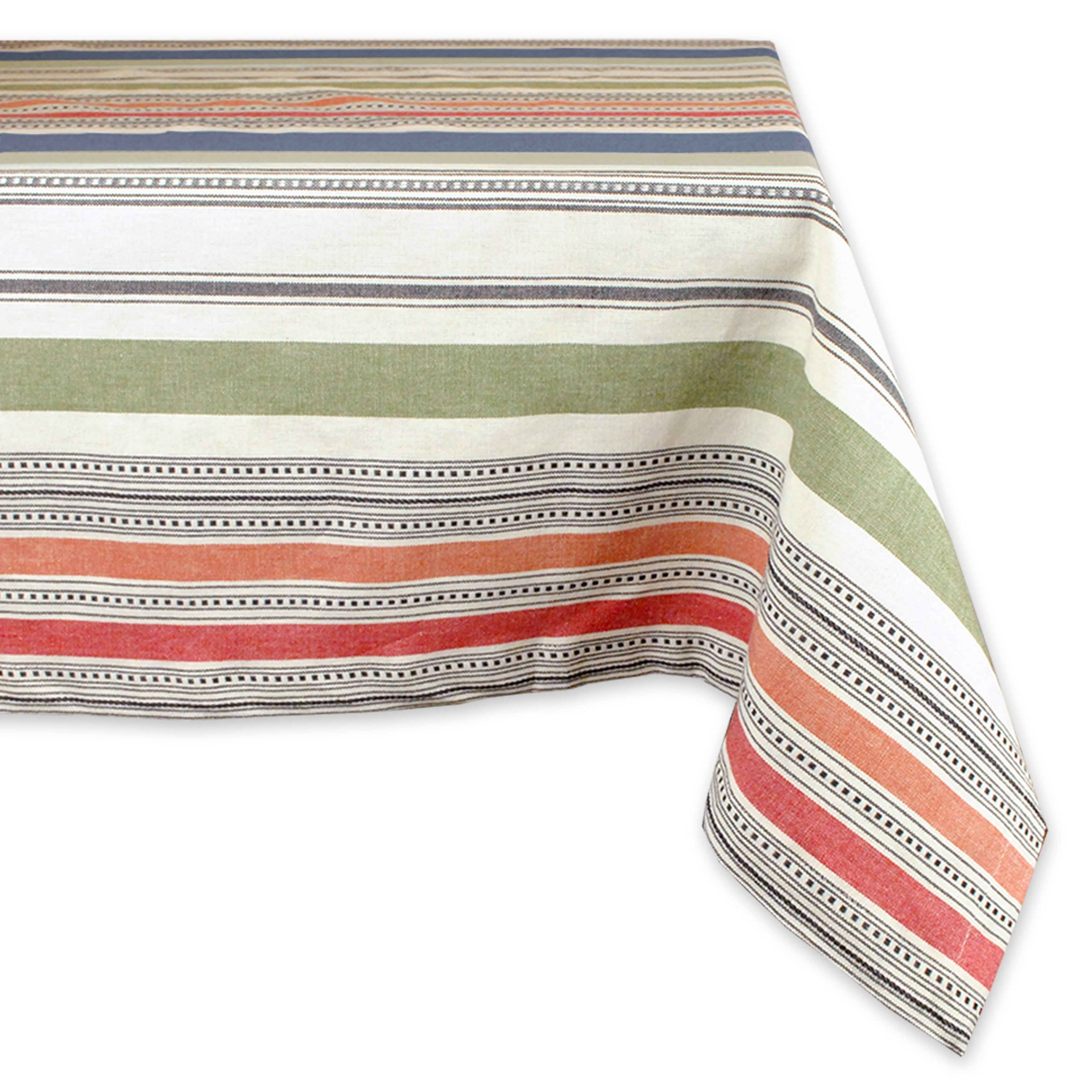 Design Imports Warm Stripe Kitchen Tablecloth 84 Inch Wide X 60 Inch Long