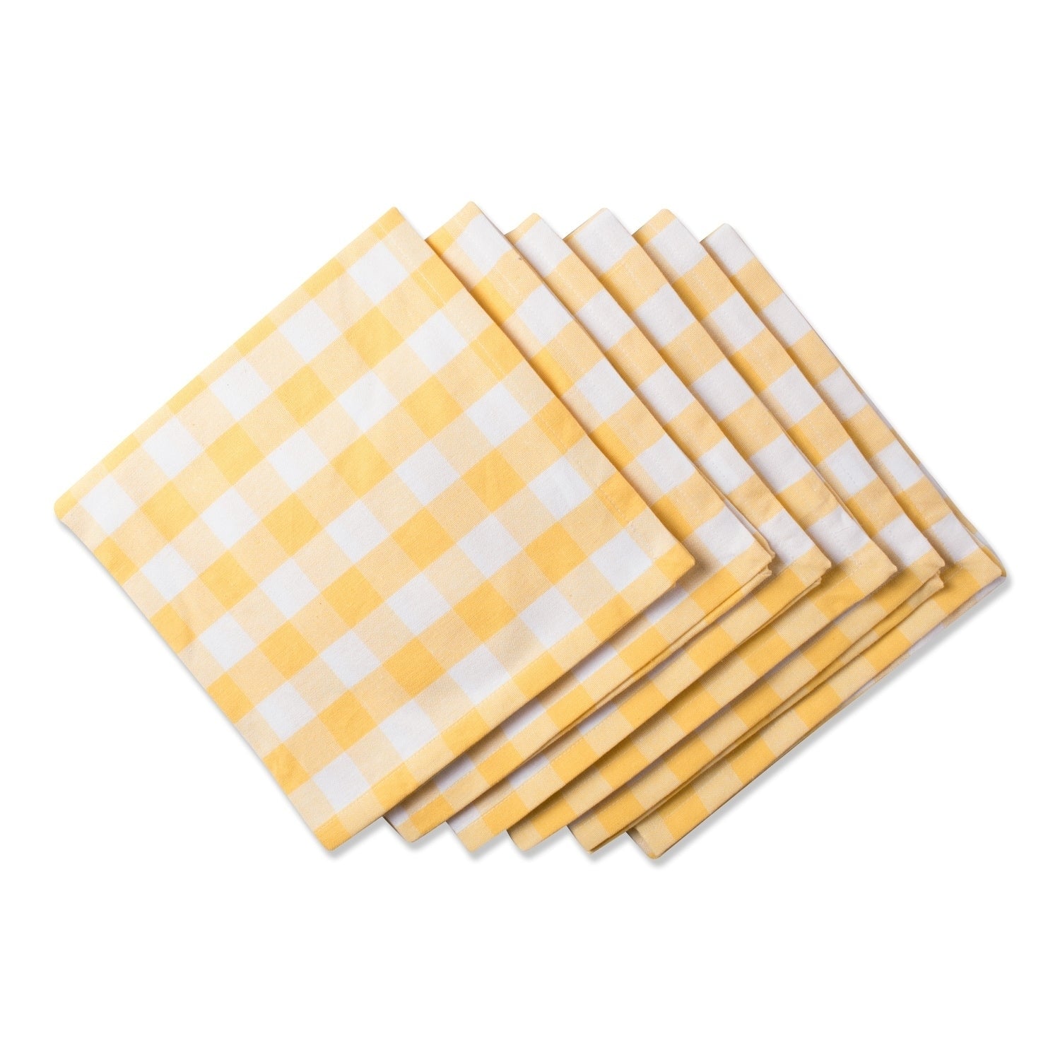 Design Imports Yellow White Checkers Napkin Set Set Of 6