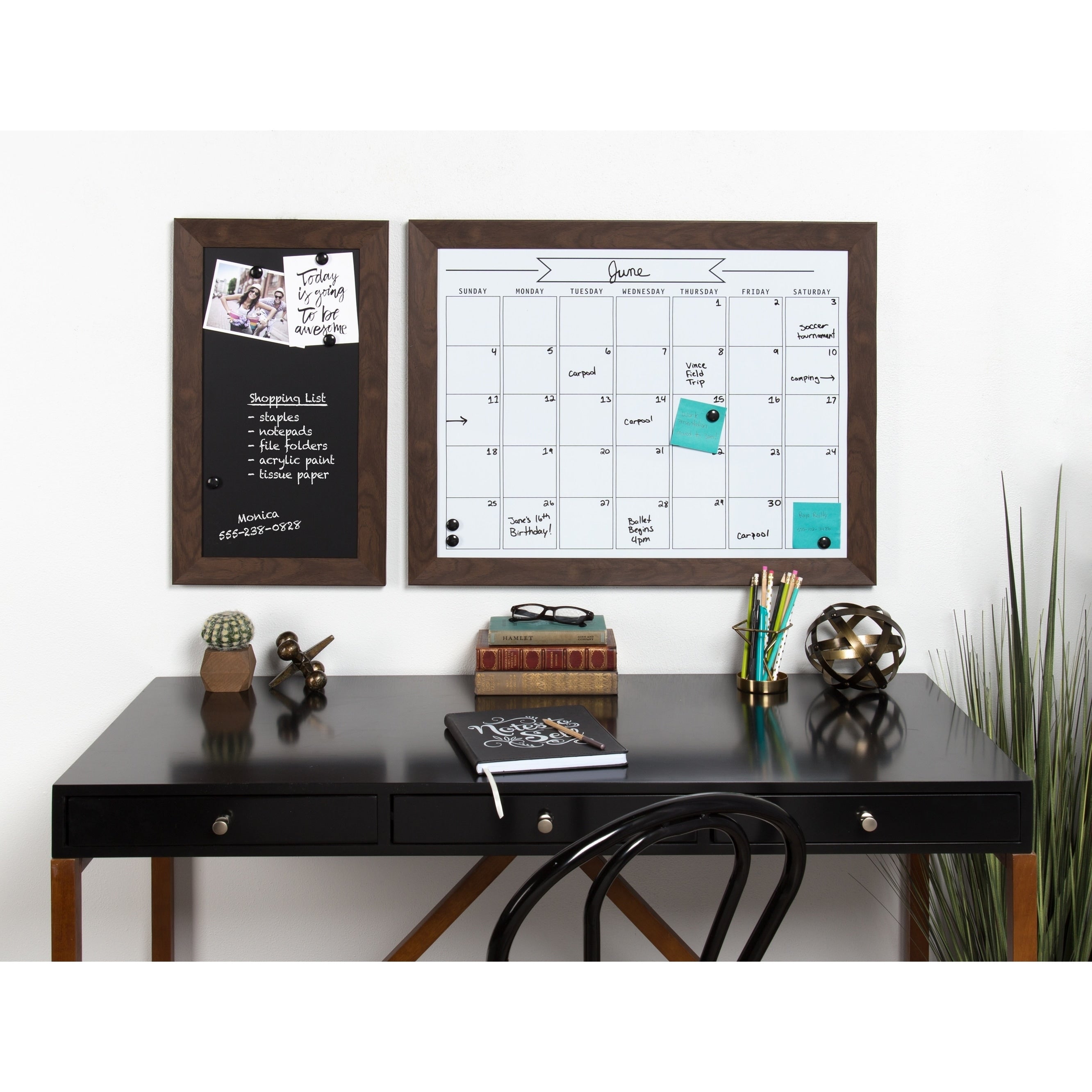 Designovation Beatrice Framed Magnetic Dry Erase Monthly Calendar