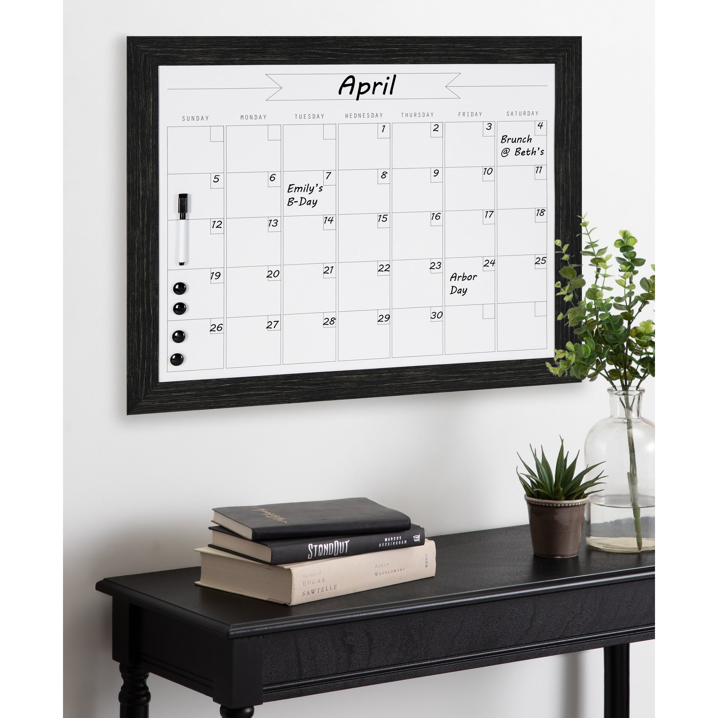 Designovation Beatrice Framed Magnetic Dry Erase Monthly Calendar 23X29