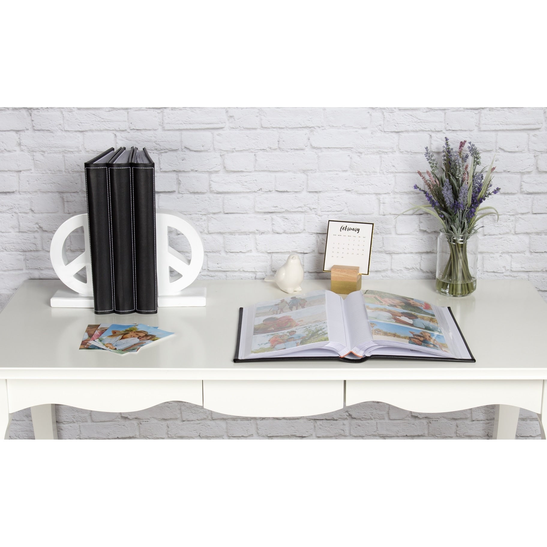 Designovation Debossed Black Faux Leather Photo Album Pack Of 4