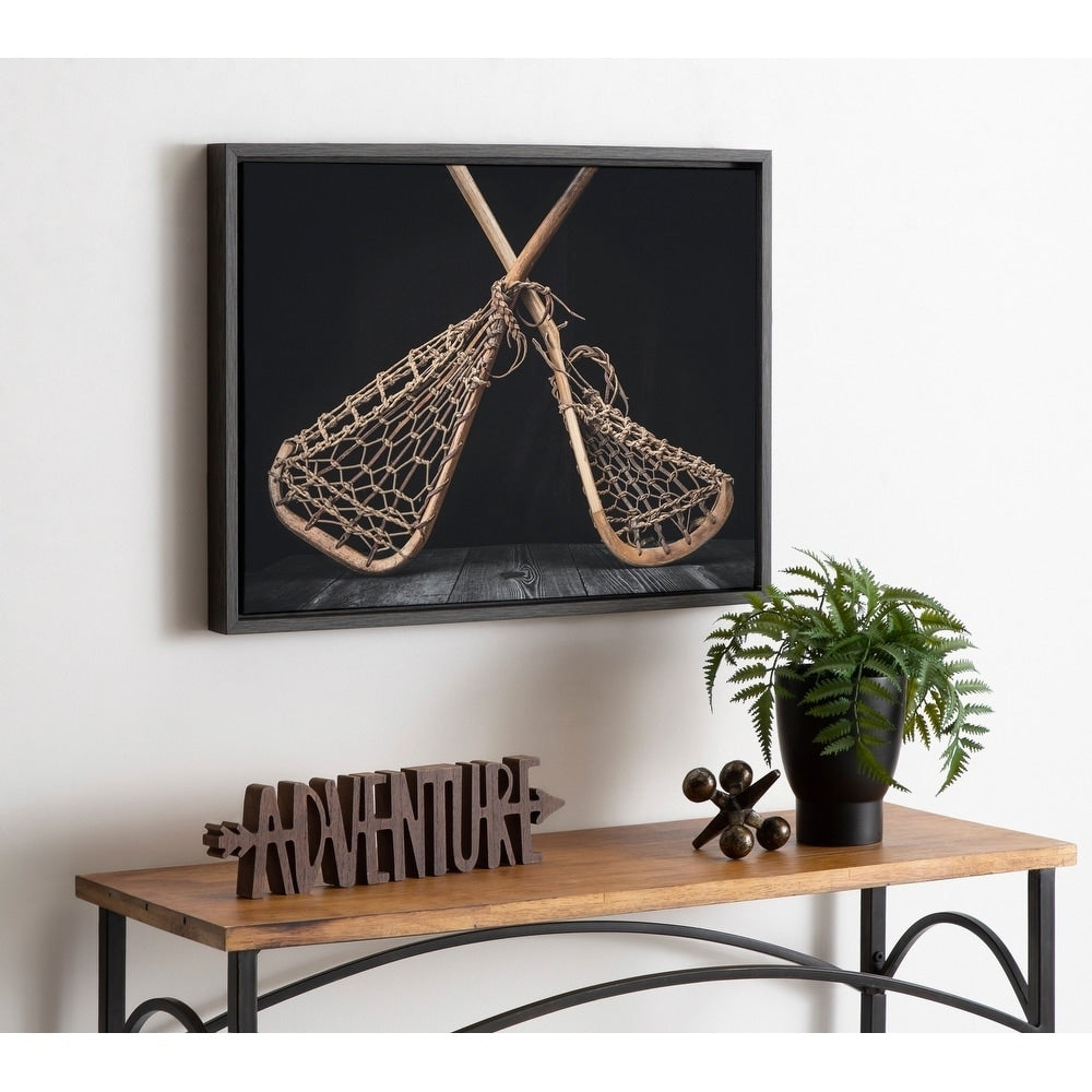 Designovation Sylvie Lacrosse Sticks Framed Canvas By Shawn St. Peter