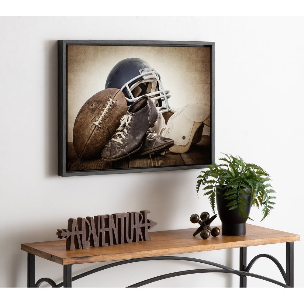 Designovation Sylvie Vintage Football Gear Framed Canvas By Shawn St. Peter
