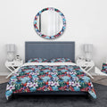 Designart Blossoming Lilies And Hibiscus Floral Bedding Set Duvet Cover Shams