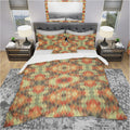 Designart Dotted Triangular Geometry In Orange Blue And Brown Modern Contemporary Bedding Set Duvet Cover Shams