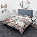 Designart Eiffel With Pink Flowers Global Inspired Bedding Set Duvet Cover Shams