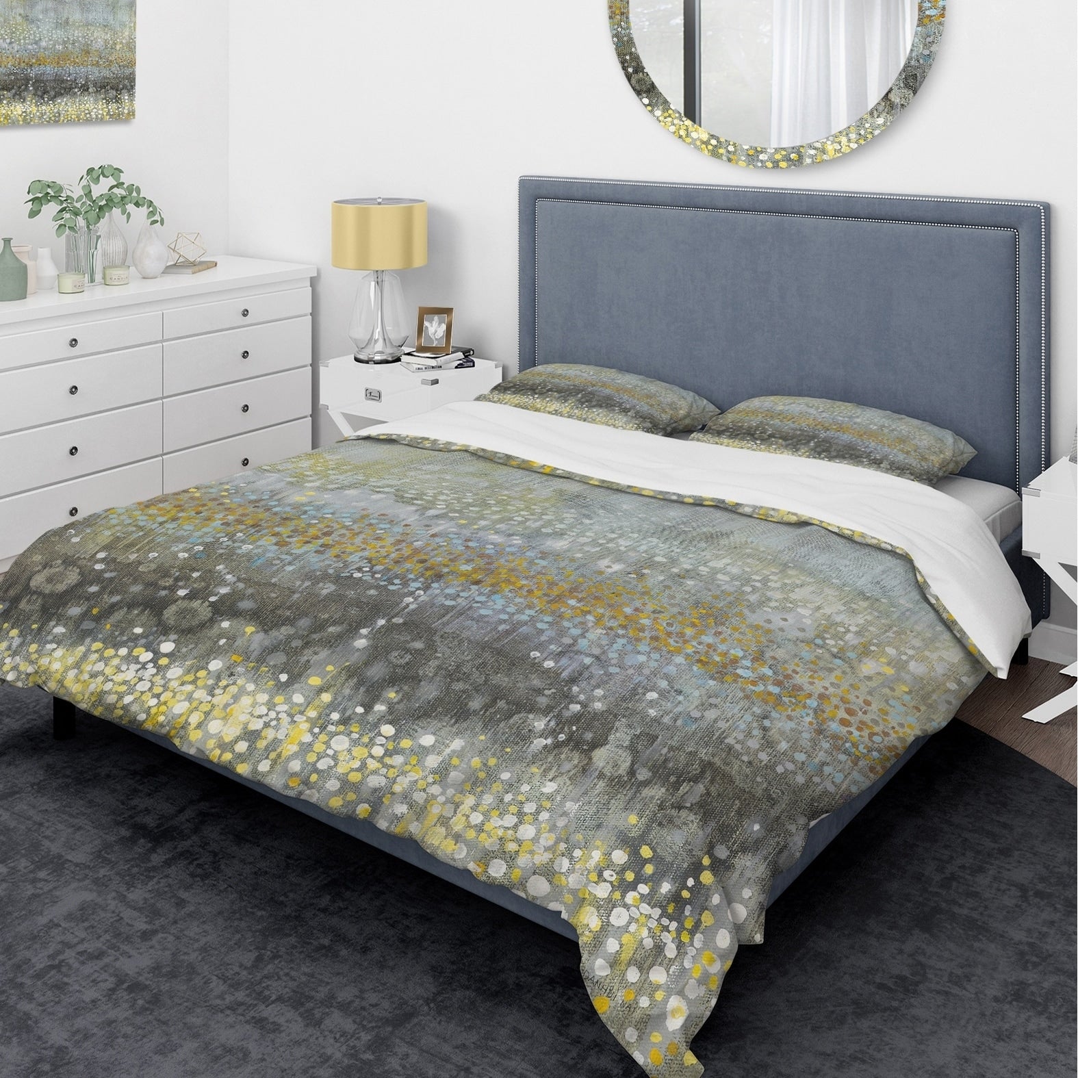Designart Glam Rain Abstract Iii Glam Bedding Set Duvet Cover Shams