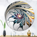 Designart White Stained Glass Floral Art Modern Mirror Contemporary Oval Or Round Wall Mirror White