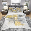 Designart Moving In And Out Of Traffic Ii Yellow Grey Geometric Bedding Set Duvet Cover Shams