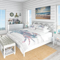 Designart Pink Crab Ocean Life Coastal Bedding Set Duvet Cover Shams