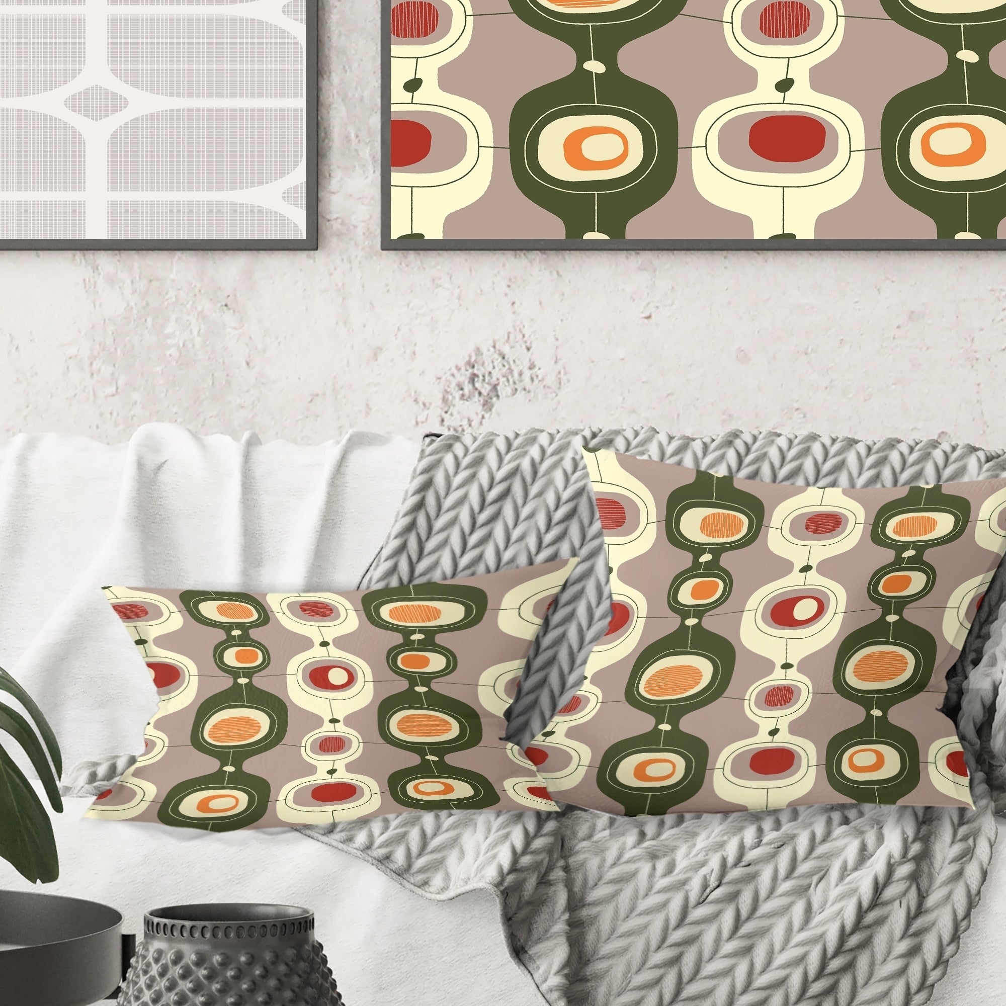 Designart Retro Abstract Design X Mid Century Modern Throw Pillow