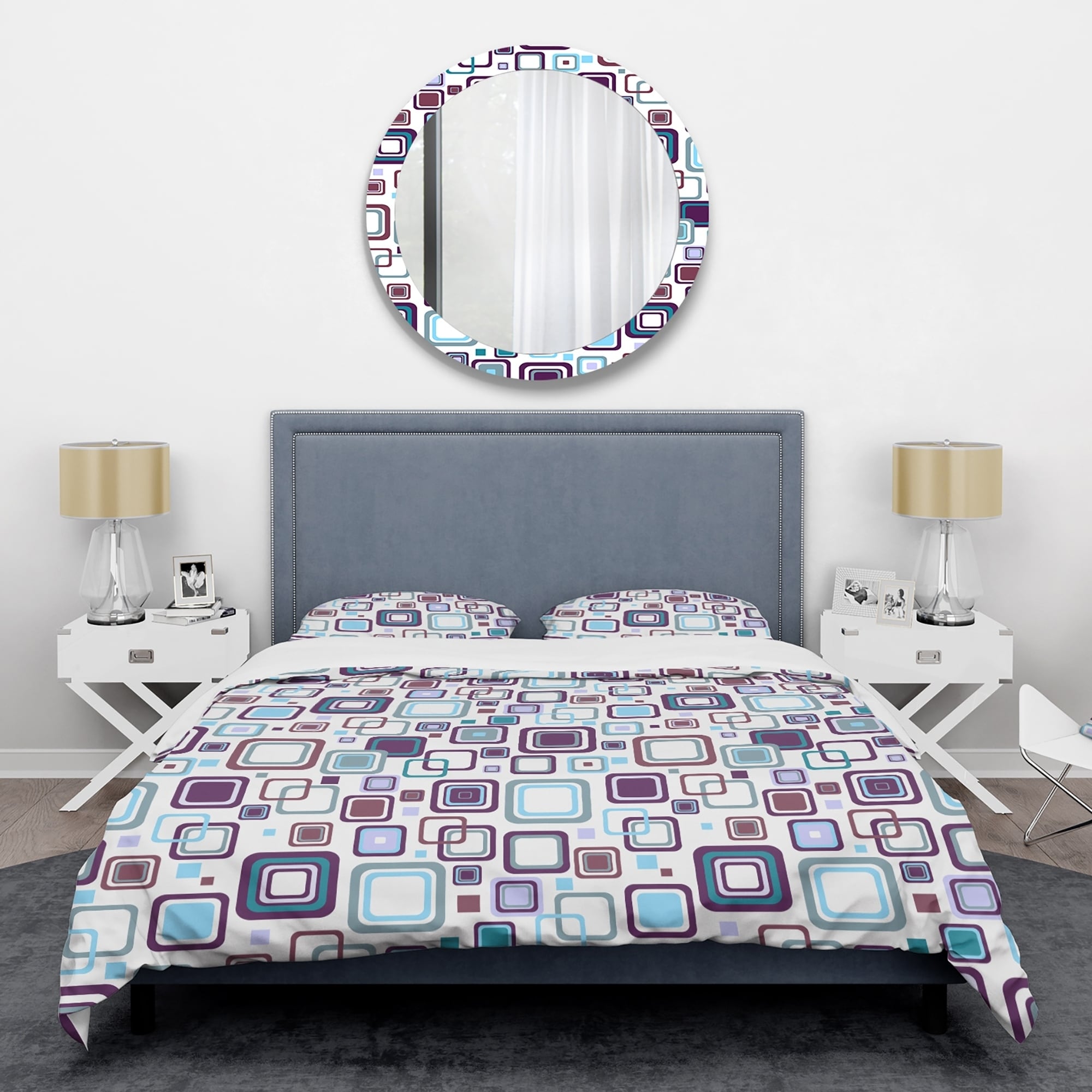 Designart Retro Square Design I Mid Century Duvet Cover Set