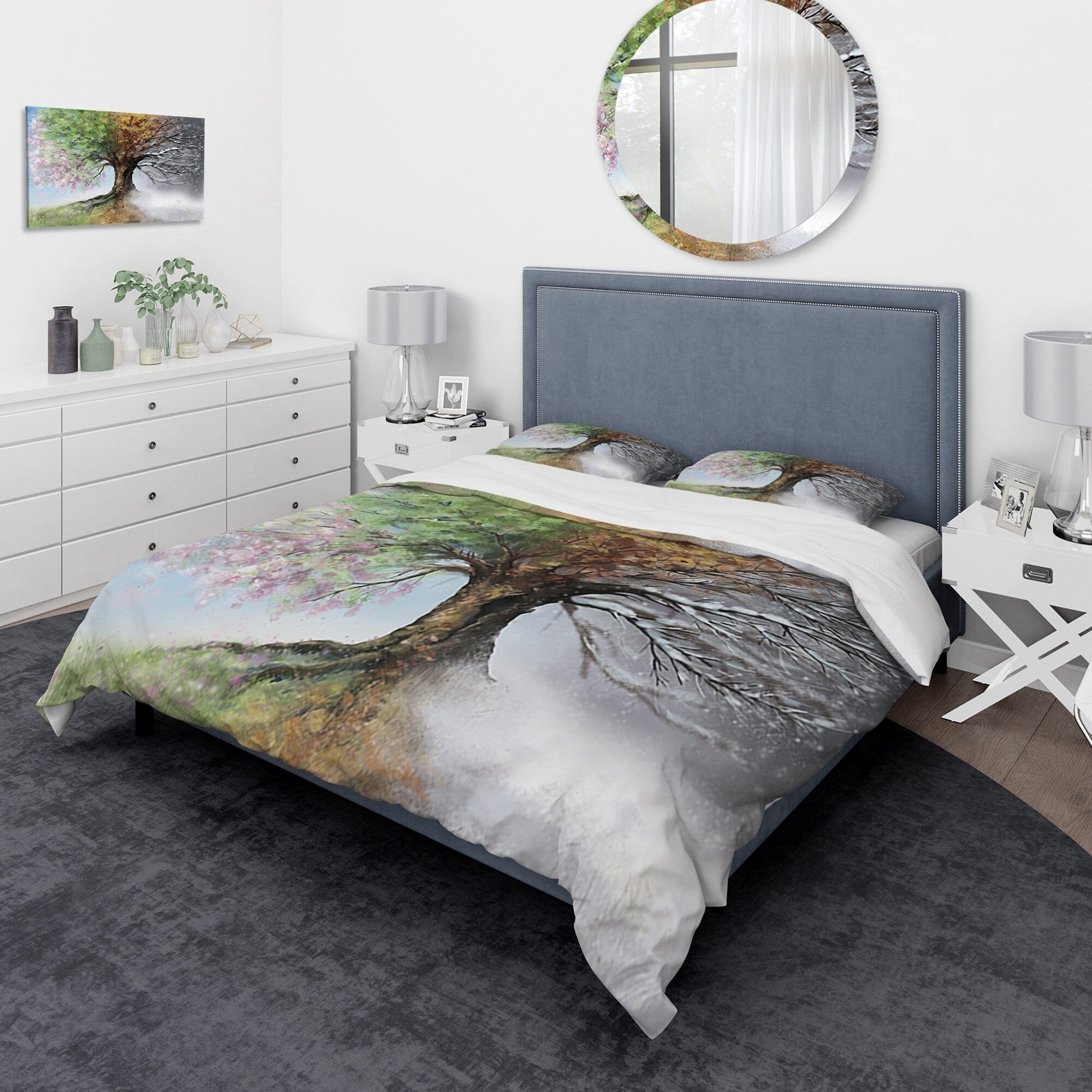 Designart Tree With Four Seasons Traditional Bedding Set Duvet Cover Shams