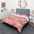 Designart Tropical Retro Foliage Coral I Mid Century Duvet Cover Set