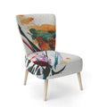 Designart Abstract Orange Flowers Upholstered Traditional Accent Chair