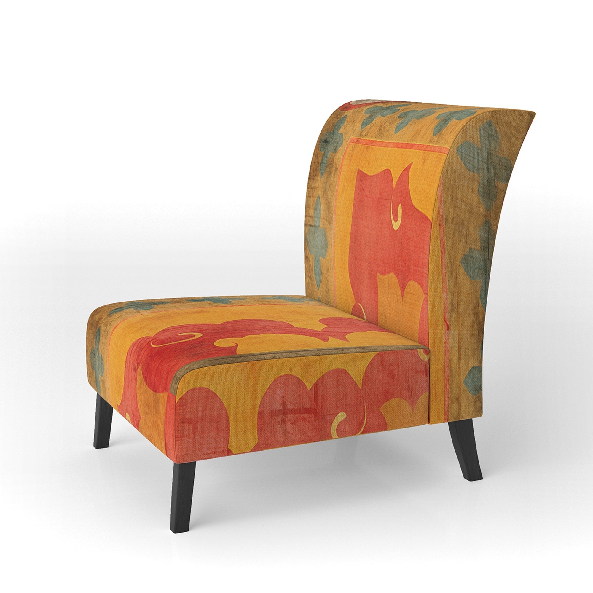Designart Moroccan Orange Tiles Collage Ii Upholstered Bohemian Chic Accent Chair