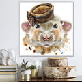 Designart Portrait Of Rat With Little Hat Animals Canvas Wall Art Print