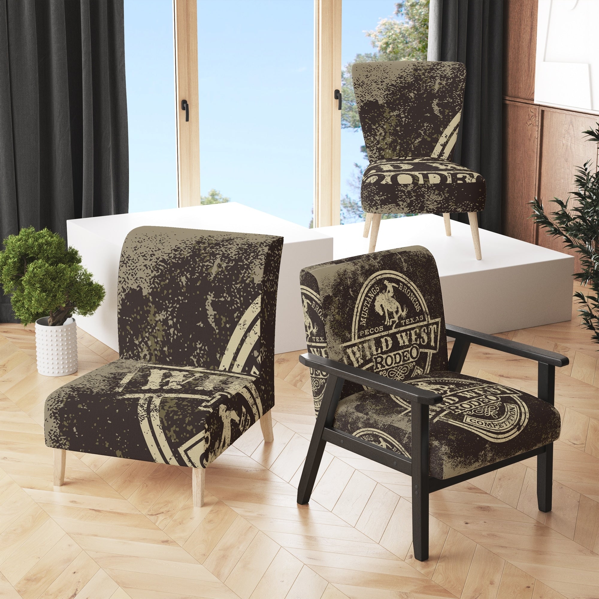 Designart Wild West Rodeo Upholstered Farmhouse Contemporary Accent Chair