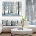 Designart Winter Trees Backlit By Morning Sun Large Forest Artwork Canvas White