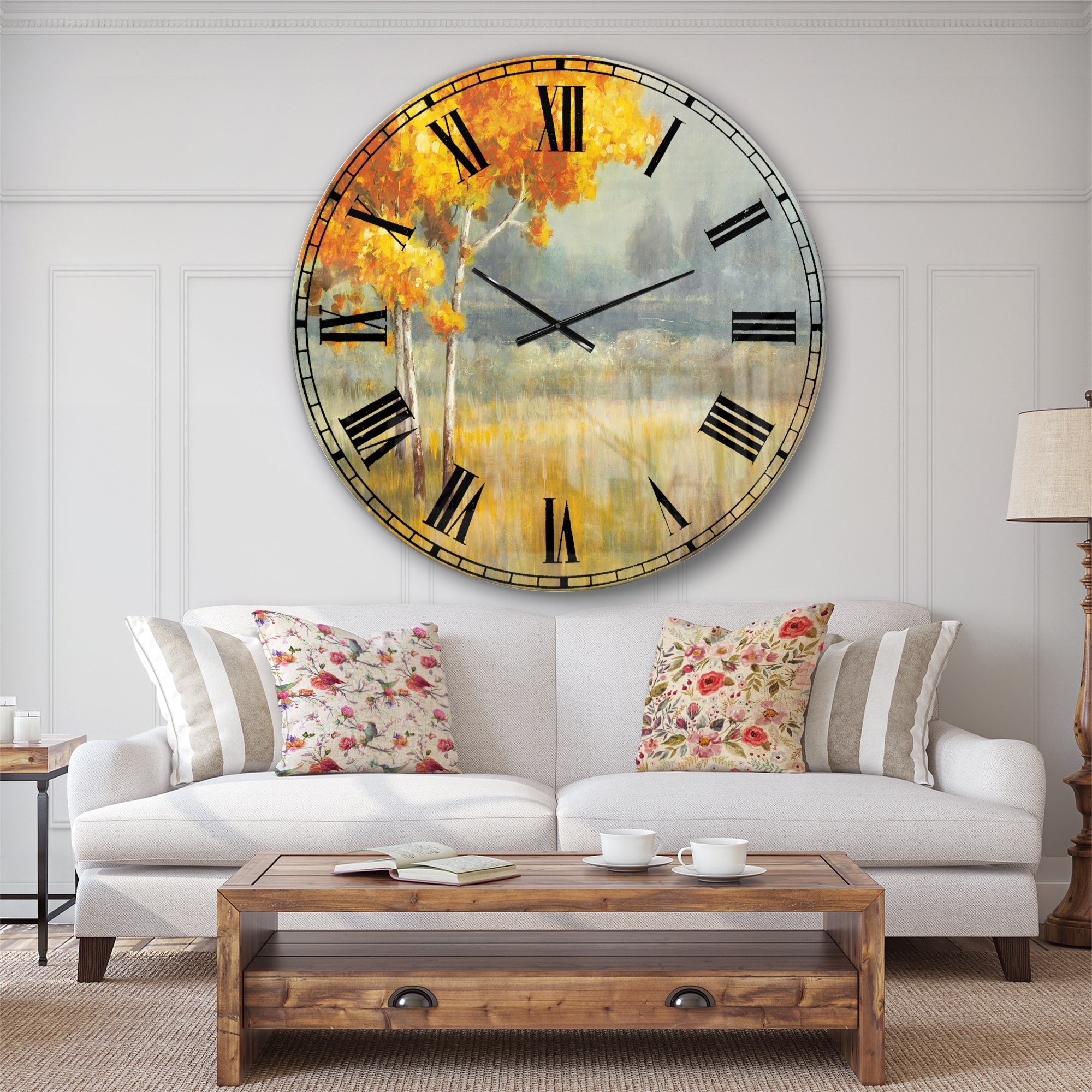 Designart Autumn Landscape Farmhouse Oversized Metal Clock