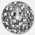 Designart Black And Grey Cubes Contemporary Round Metal Wall Art