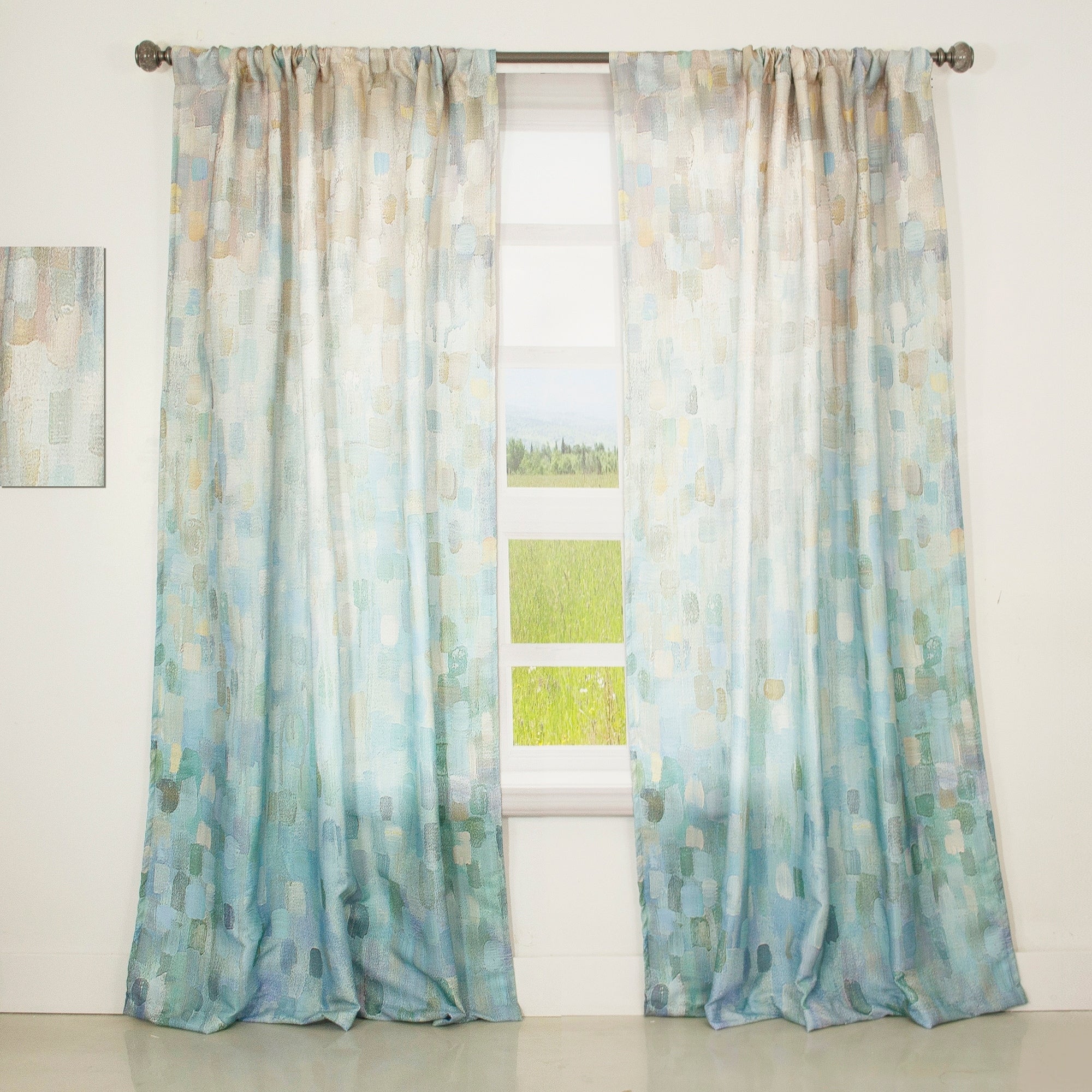 Designart Blocked Abstract Nautical Coastal Curtain Panels