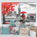 Designart Couples Walking In London Extra Large Landscape Canvas Art Print Multi Color