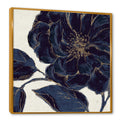 Designart Dark Rose Gilded Gold Floral Framed Canvas Blue