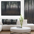 Designart Dark Spooky Misty Wild Forest Oversized Forest Framed Canvas Artwork