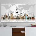 Designart Famous Monuments Across World Oversized Industrial Metal Clock