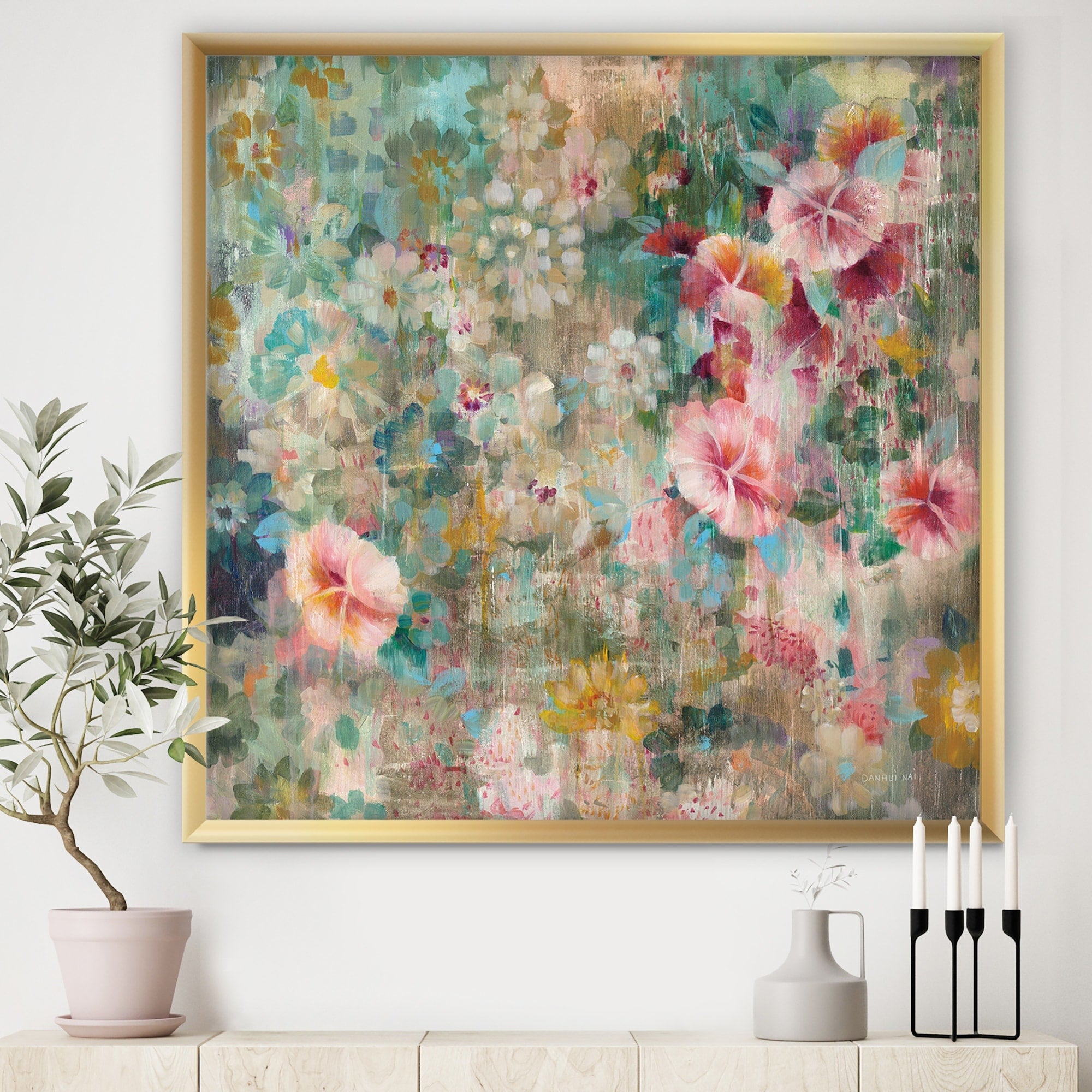 Designart Flower Shower Iii Farmhouse Framed Art Print