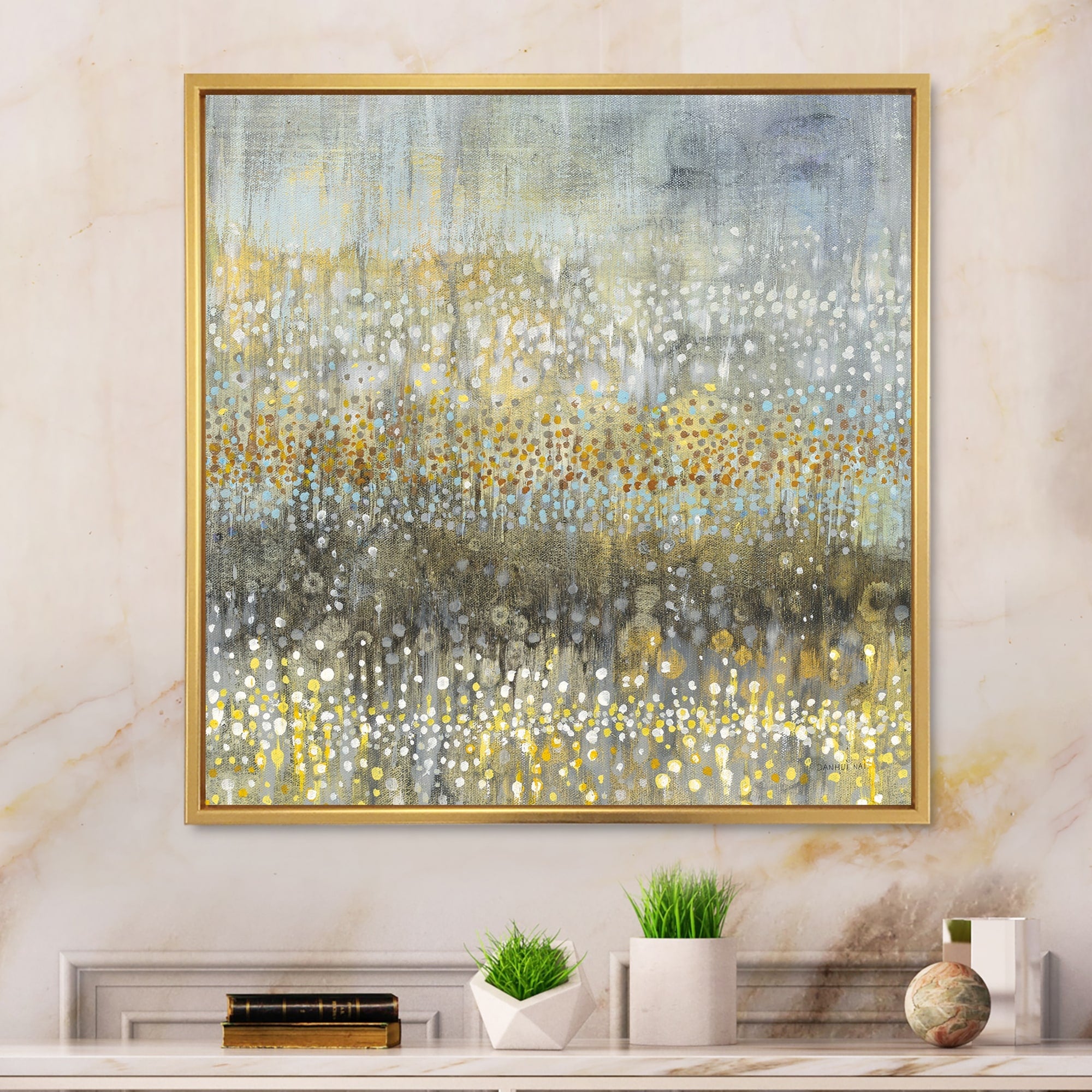 Designart Glam Rain Abstract Iv Modern Contemporary Framed Canvas Multi Color