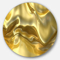 Designart Golden Cloth Texture Abstract Digital Art Large Circle Metal Wall Art