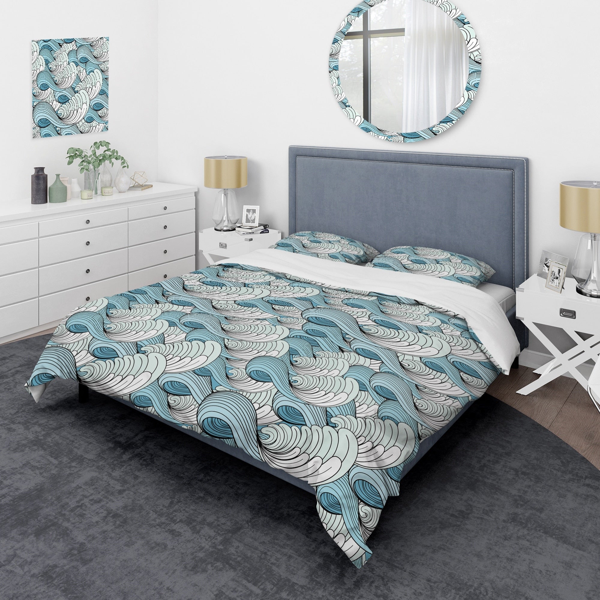 Designart Great Wave Inspiration Coastal Pattern Bedding Set Duvet Cover Shams