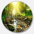 Designart Mountain Stream In Forest Landscape Photo Round Wall Art