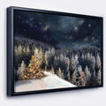 Designart Night Forest Christmas Tree Landscape Framed Canvas Art Print