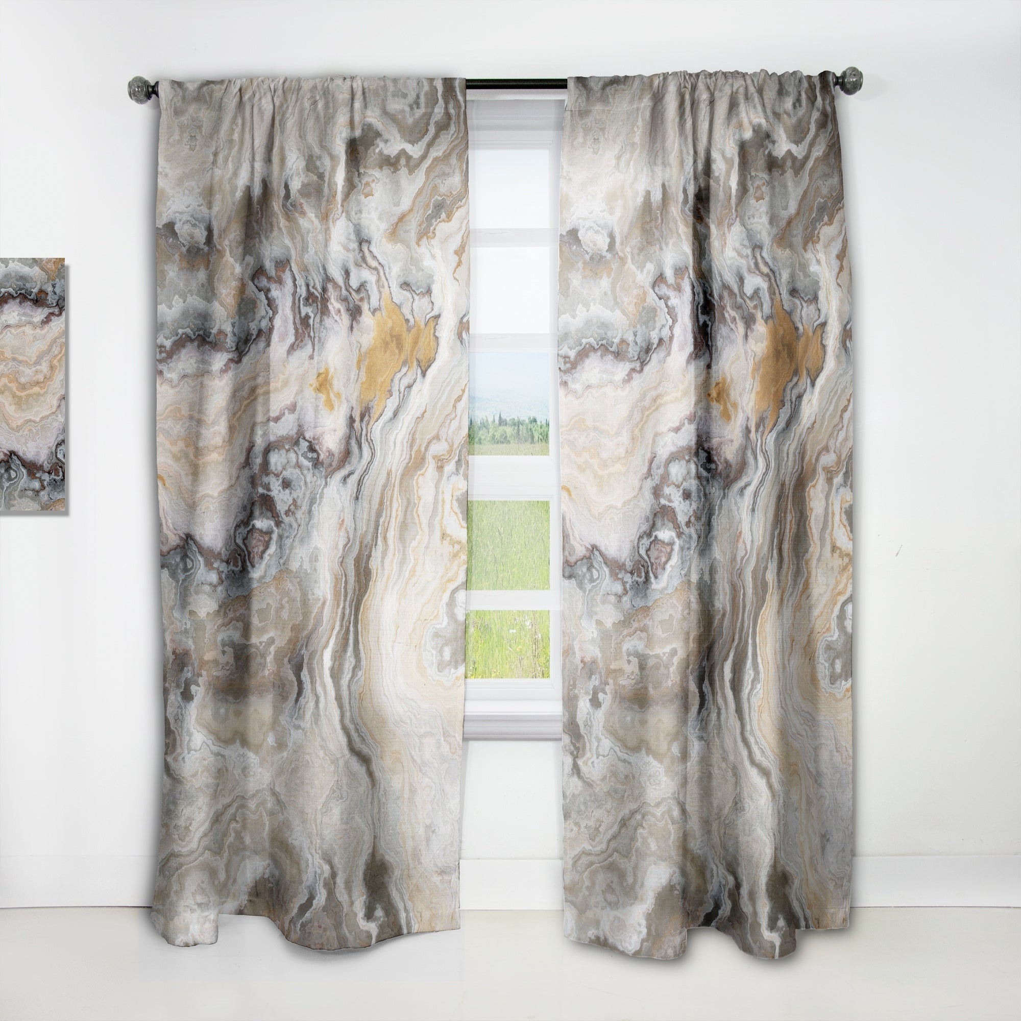 Designart Onyx Detail Composition Mid Century Modern Curtain Panels