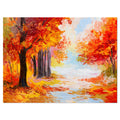 Designart Orange Forest In Autumn Landscape Metal Wall Art