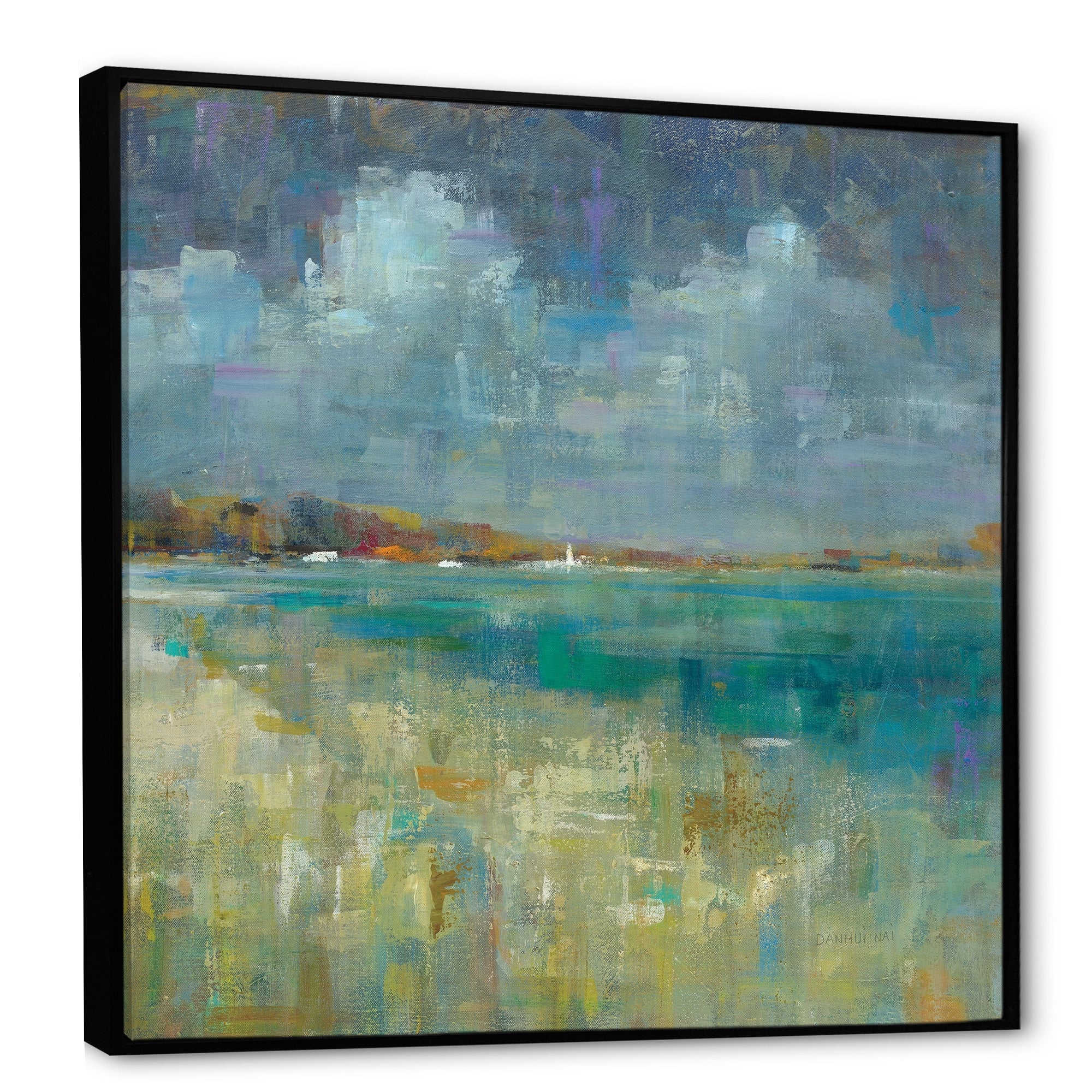 Designart Sky And Sea Nautical Coastal Framed Canvas Blue