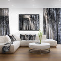 Designart Sunbeams Through Black White Forest Forest Framed Canvas Wall Art Print
