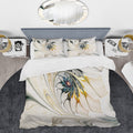 Designart White Stained Glass Floral Art Modern Contemporary Bedding Set Duvet Cover Shams