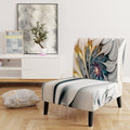 Designart White Stained Glass Floral Upholstered Floral Accent Chair